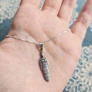 Vintage 925 Sterling Silver Tribal Woman Necklace